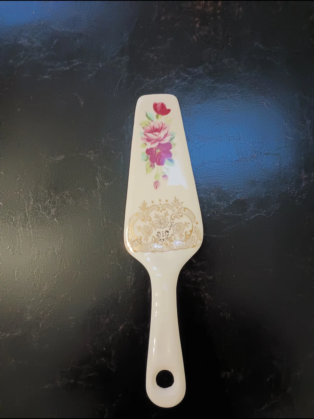 Georgian China Floral 22K Gold Porcelain Cake Server Vintage